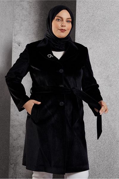 Alvina Λεπτομερές παλτό Cummerbund 90558