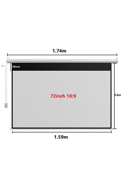 FlashHawk 72 Inch 16:9 Wall Mount Electric Projector Screen Projection Curtain For Home Cinema/Gaming/Party