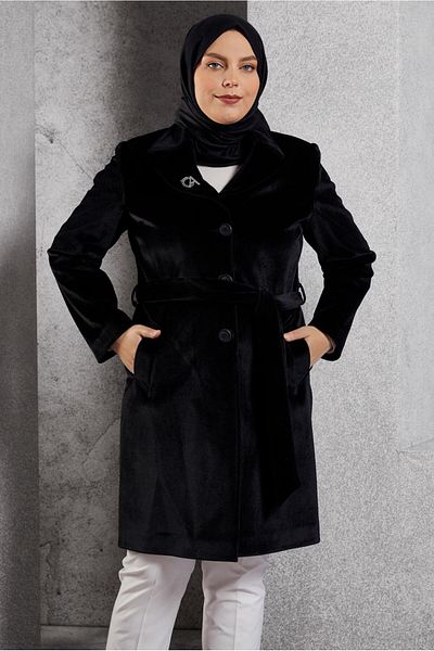 Alvina Λεπτομερές παλτό Cummerbund 90558