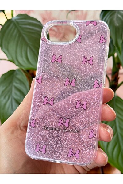 Fibaks Apple iphone 16e compatible case purple glitter bow pattern colorful shiny shock absorbing cover