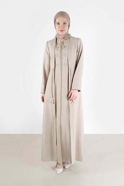 Alvina EMBROIDERY DETAIL WAIST TIE ZIPPERED COAT 10485