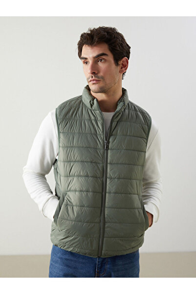 LC Waikiki Lcwaikiki Classic Green Standard Fit Stand Collar Men's Puffer Vest