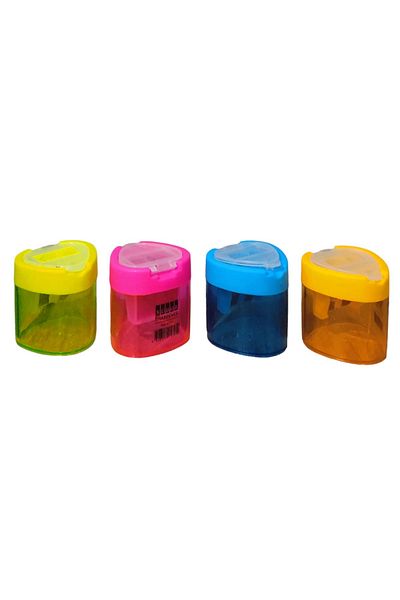 Südor Plastic Triangle Cube Sharpener with Cover Double Compartment Pack of 24