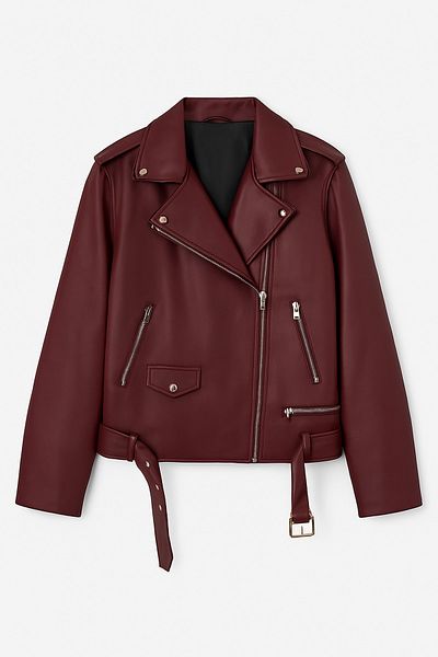 Jaglion Oversize Long Women's Burgundy Leather Jacket