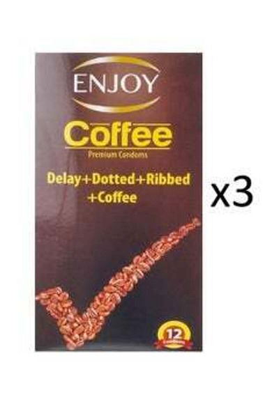 Enjoy Enjoy Coffee Flavored Condoms, 12 Count, Pack of 3