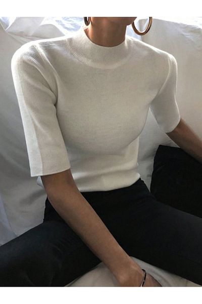 Bengi Clothing Γυναικεία κοντομάνικη μπλούζα από νήματα καλοκαιρινά πλεκτά
