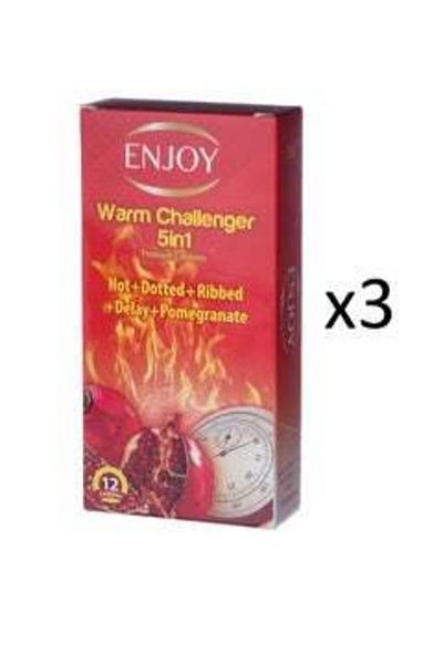 Enjoy Enjoy 5 in 1 Warm Condoms, 12 Count, Pack of 3