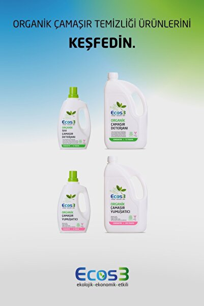 Ecos3 Organik Çamaşır Deterjanı, Vegan Sertifikalı, Bitkisel, Extra Konsantre, 22 Yıkama, 750 ml