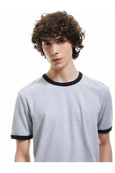 Koton Cotton Regular Fit Bias Short Sleeve Crew Neck Men's T-Shirt