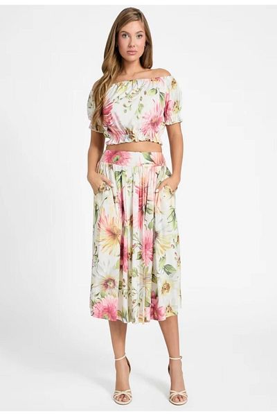 Guess Elodie Midi Flare Skirt Women's Multicolor Skirt W5Gd64Wh4S2-P0Iy