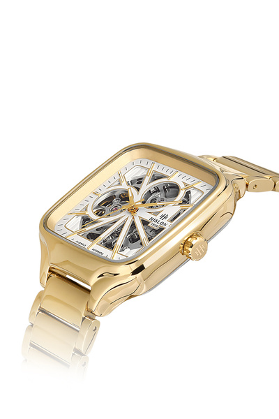 Hislon Sd166G-02Sg Skeleton Design Square Automatic Men's Wristwatch