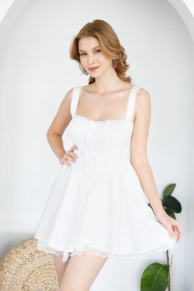 Fulla Moda Мини дантелена рокля с детайли