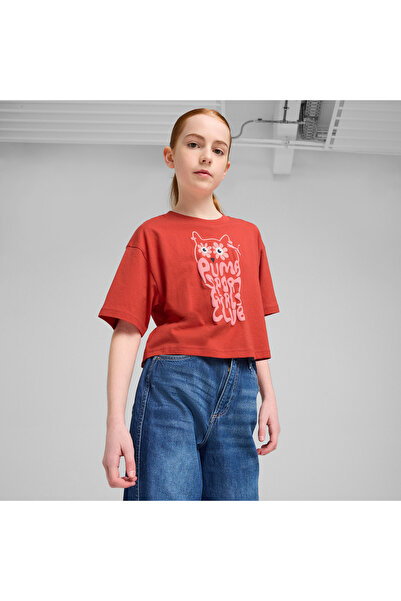 Puma Graphics Length Çocuk Kırmızı T-shirt