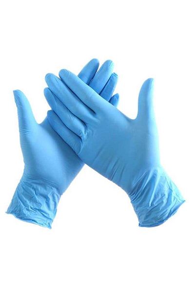 Generic قفازات صناعية خالية من مسحوق النتريل للاستخدام مرة واحدة، أزرق فاتح S