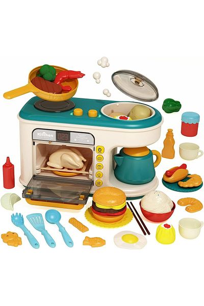 COOYA Kitchen Playset, Electronic Induction Cookto, with Music and Light, Color Changing