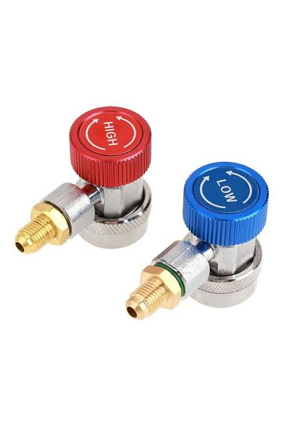 Generic وصلة محول R134A مكونة من قطعتين باللون الأزرق/الأحمر 5x4x4 سم
