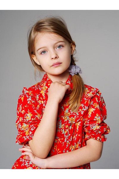 Hilal Akıncı Kids Girl's Short Sleeve Floral Patterned Shirt Flare Leg Jeans 2-Piece Jewelry