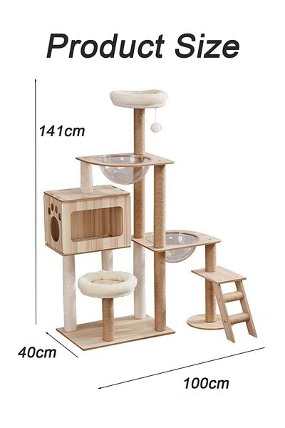 KidLe Transparent Capsule Cat Tree Cat Tower Cat House Cat Scratching Post