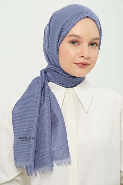 Madame Polo Petonya Shawl Blue Wrinkle-Free Anti-Sweat Thin Daily Shawl 75X180 cm