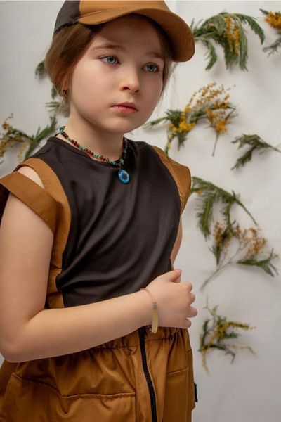 Hilal Akıncı Kids Комплект от три части - плисирана тюл пола, райета блуза и шапка
