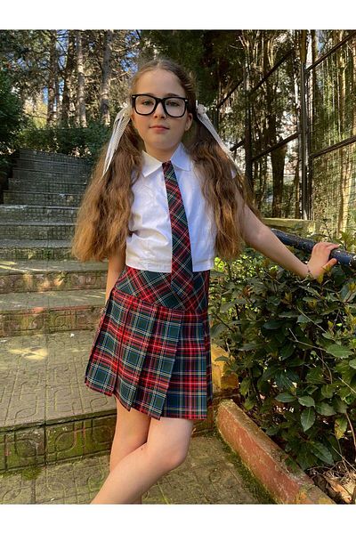 Hilal Akıncı Kids Tie Skirt College Skirt 2 Piece Set