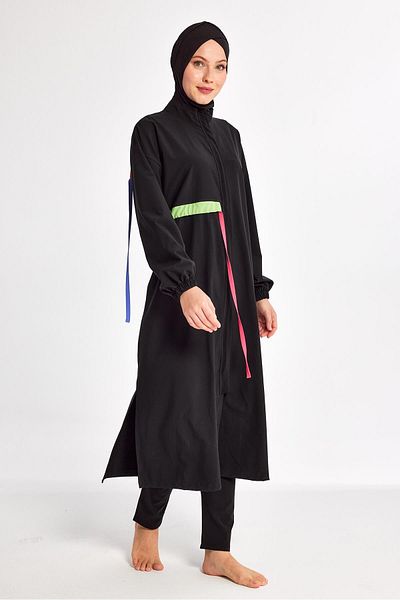 Adasea Μαύρο γυναικείο μακρυμάνικο μαγιό Elzada Hijab
