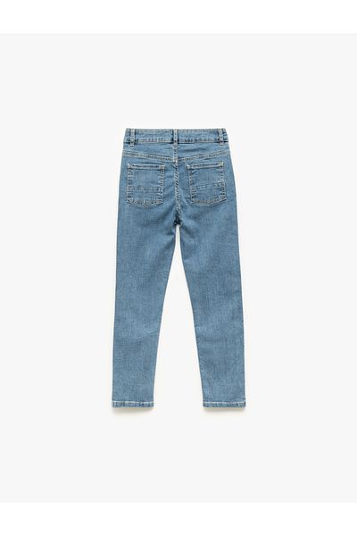 Koton Pantaloni din bumbac, drepti, cu buzunare cu nasturi, cu detaliu de rupere