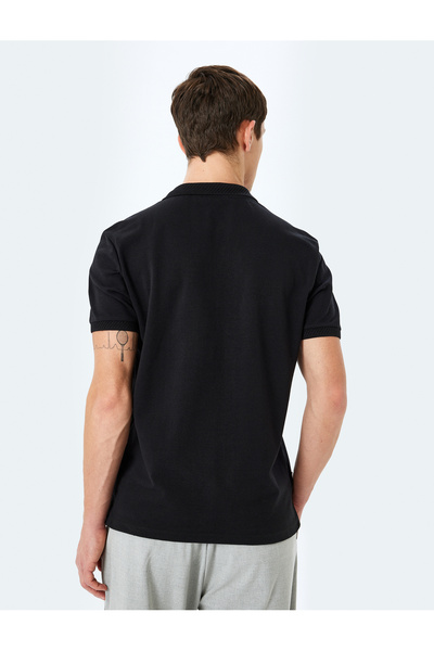 Koton Slim Fit Kurzarm-T-Shirt aus Piqué-Stoff mit Polokragen aus Baumwolle