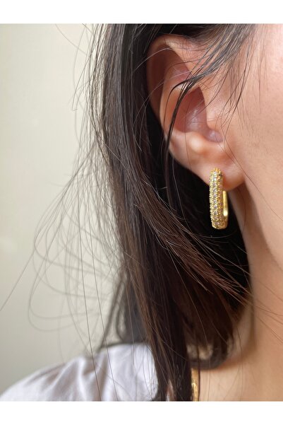 Vona Atelier Çelik Taşlı Dikdörtgen Küpe