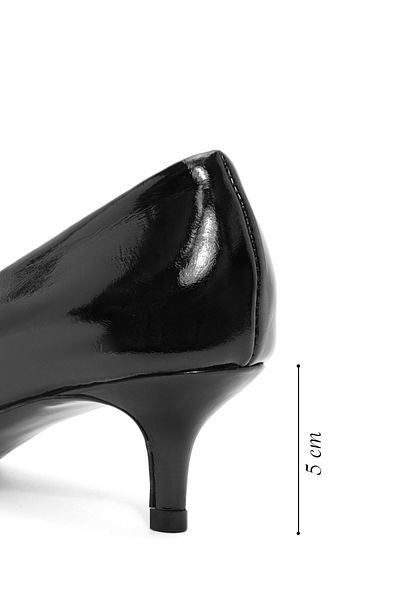 Derimod Women's Black Short Thin Heeled Patent Leather Shoes 24Wfd 230316