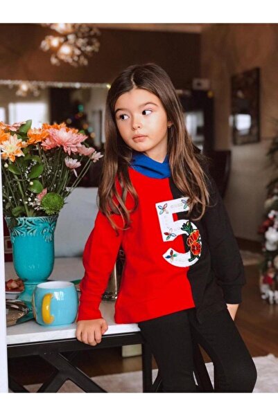 Hilal Akıncı Kids Girl's Colorful Piece Sweatshirt Tights Double Set