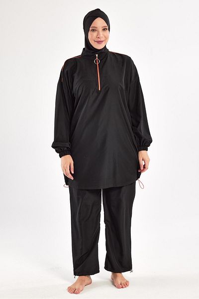 Adasea Μαύρο γυναικείο μακρυμάνικο μαγιό Valeria Plus Size