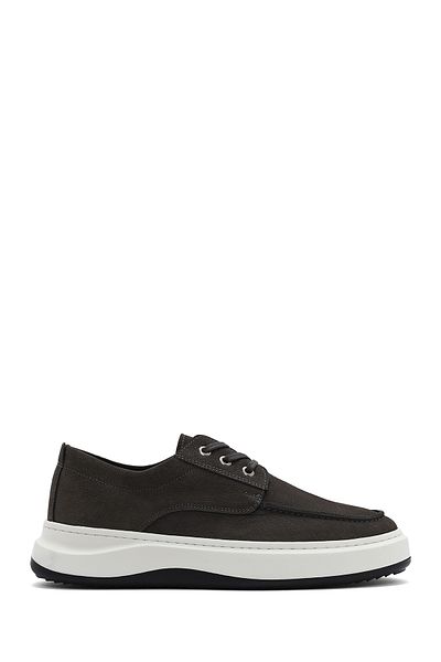 Derimod Loafer casual din piele nubuc cu șireturi gri pentru bărbați 25SFD6603V3
