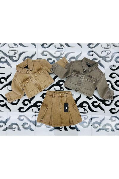 Hilal Akıncı Kids Organic Dyed Jacket Pleated Skirt Set of 2