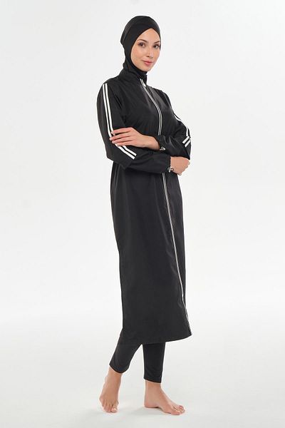 MARESİVA Maresiva Black Women's Cleo Long Sleeve Full Covered Hijab Swimsuit
