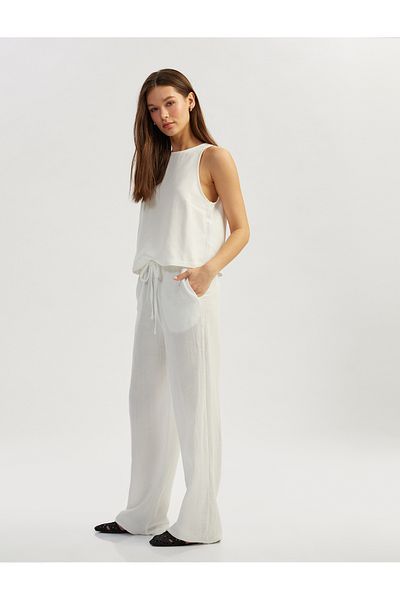 Koton Relaxed Cut Trousers with Belted Waist and Pockets