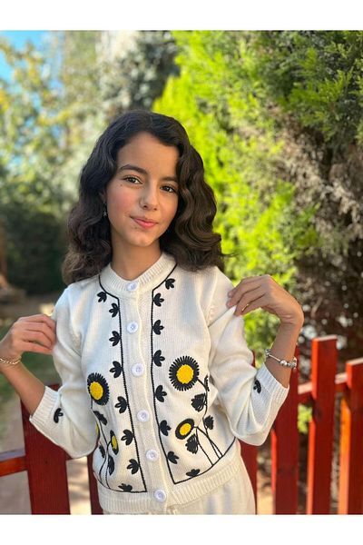 Hilal Akıncı Kids Daisy Embroidered Knitwear Double Set