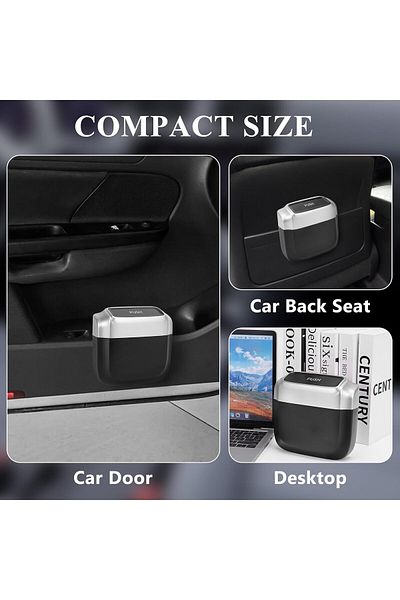 COOYA Portable Hanging Car Auto Trash Can, With Lid, 2 Garbage Bags, Waterproof, Bin, for Vehicle Tidy
