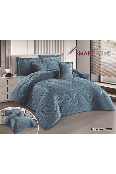 smart home Winter double bedspread 6 pieces, two-sided velvet side and fur side, queen size 260x240 cm