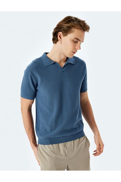 Koton Tricou din tricot cu mânecă scurtă, din bumbac, cu gâtul în V