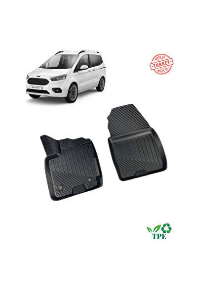 BLACK Ford Tourneo Courier 2014+ Havuzlu Oto Paspas Ön İki Parça