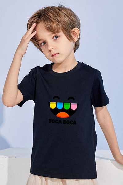 makiteks Βαμβακερό χτενισμένο Toca Boca Ανδρικό/Παιδικό μπλουζάκι με στάμπα 5-14 ετών
