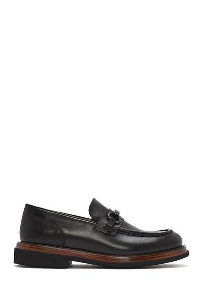 Derimod Men's Black Buckle Leather Casual Loafer 25Sfd 722418