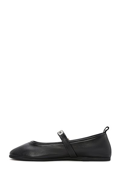 Derimod Women's Black Buckle Leather Ballerinas 25Sfd 201918
