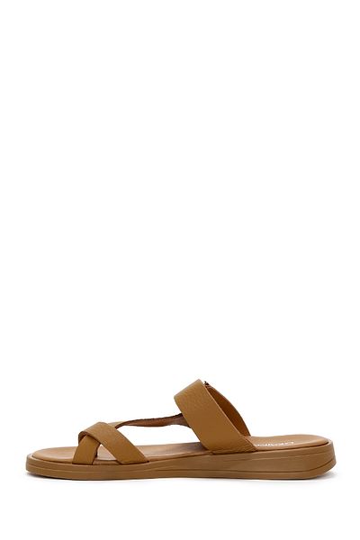 Derimod Women's Tan Flip Flops Leather Slippers 25Sfd1500Ft