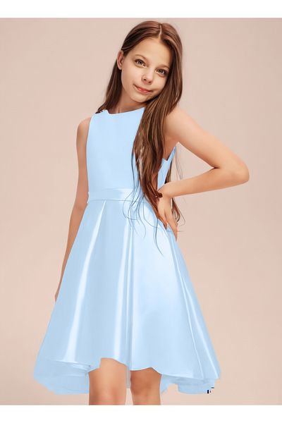 nsmkidslife Fata Copil Bebeluș Culoare Albastru Rochie Scurtă Asimetrică Elegantă Rochie de absolvire de bal de aniversare