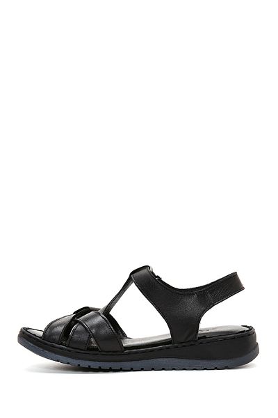 Derimod Women's Black Strappy Leather Comfort Sandals 25Sfd 340318