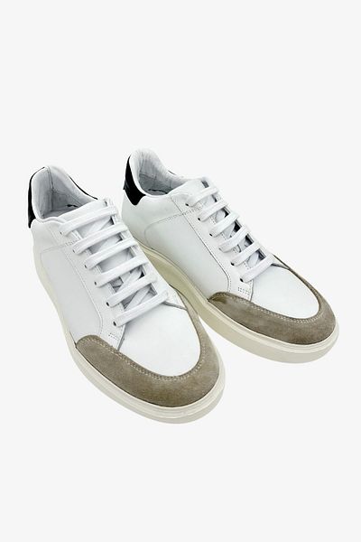 Elevold Man Men's Genuine Leather 7 cm Height Increase White Sneakers