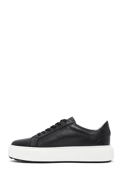Derimod Men's Black Lace-Up Thick Soled Leather Sneaker 25Sfd 611818