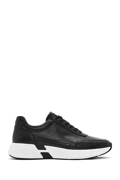 Derimod Men's Black Lace-Up Thick Soled Leather Sneaker 25Sfd 641518